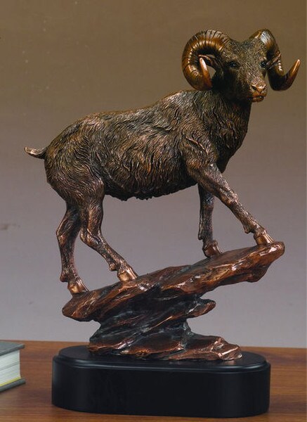 Ram Sculptural Wildlife Statue boast curled horns Statue Figurine